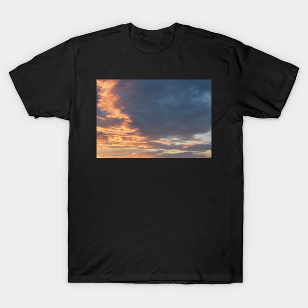 clouds sunset summer evening aesthetic photography blue grey pink purple orange T-Shirt by maoudraw